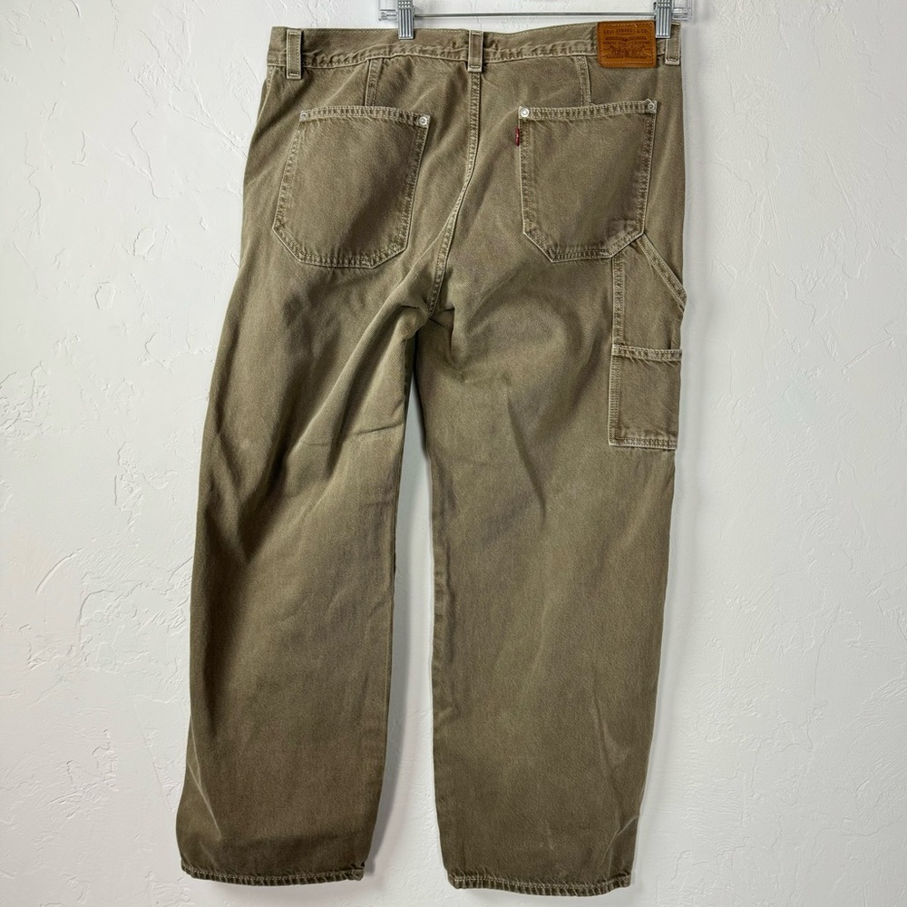 Levis Premium Jeans Denim Pants Dad Utility Cargo Carpenter Khaki Brown Cotton - Picture 2 of 11